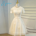 Custom Designs Sashes Tulle Lace Appliques White Prom Dress Short